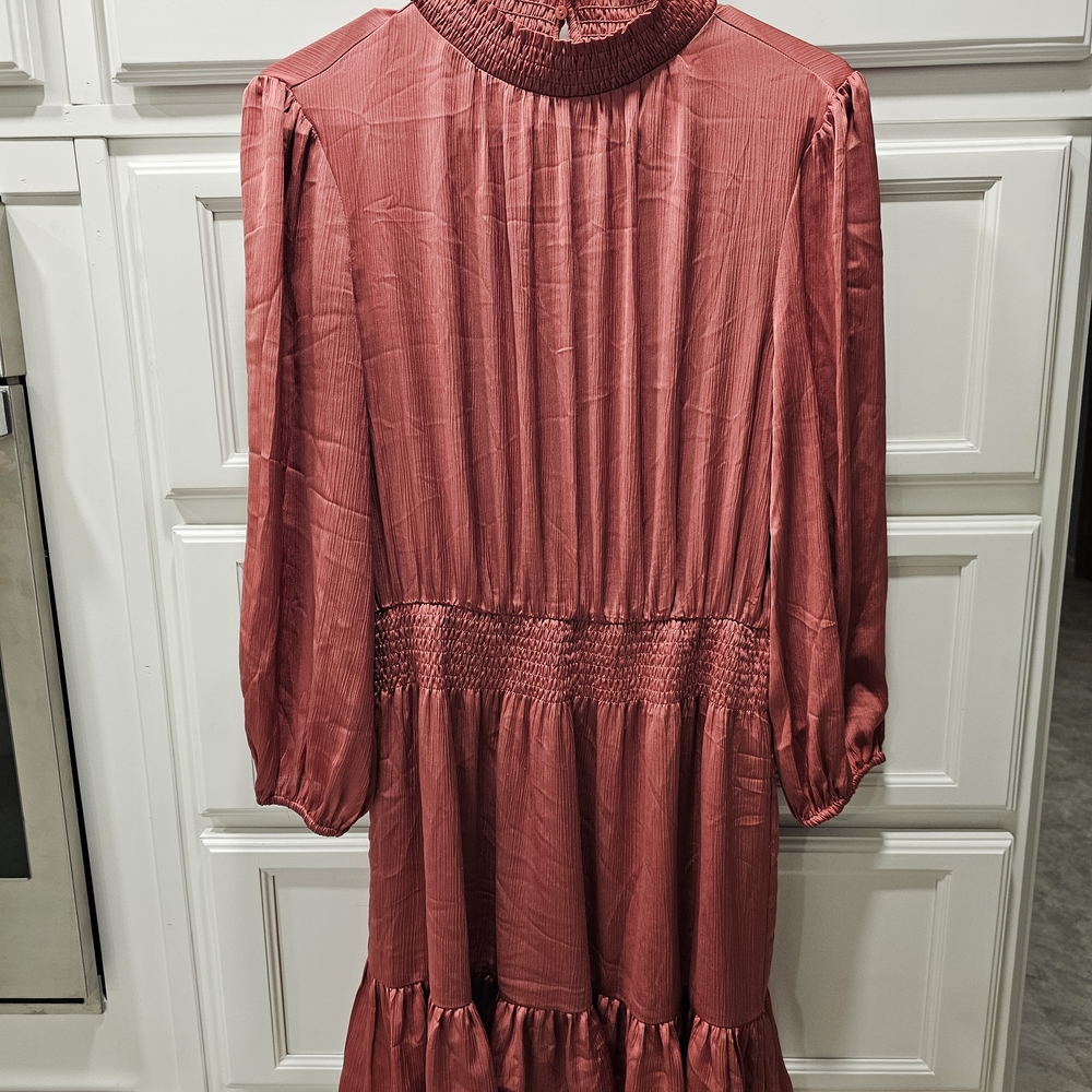 Skies Are Blue Rust Long Sleeve Dress